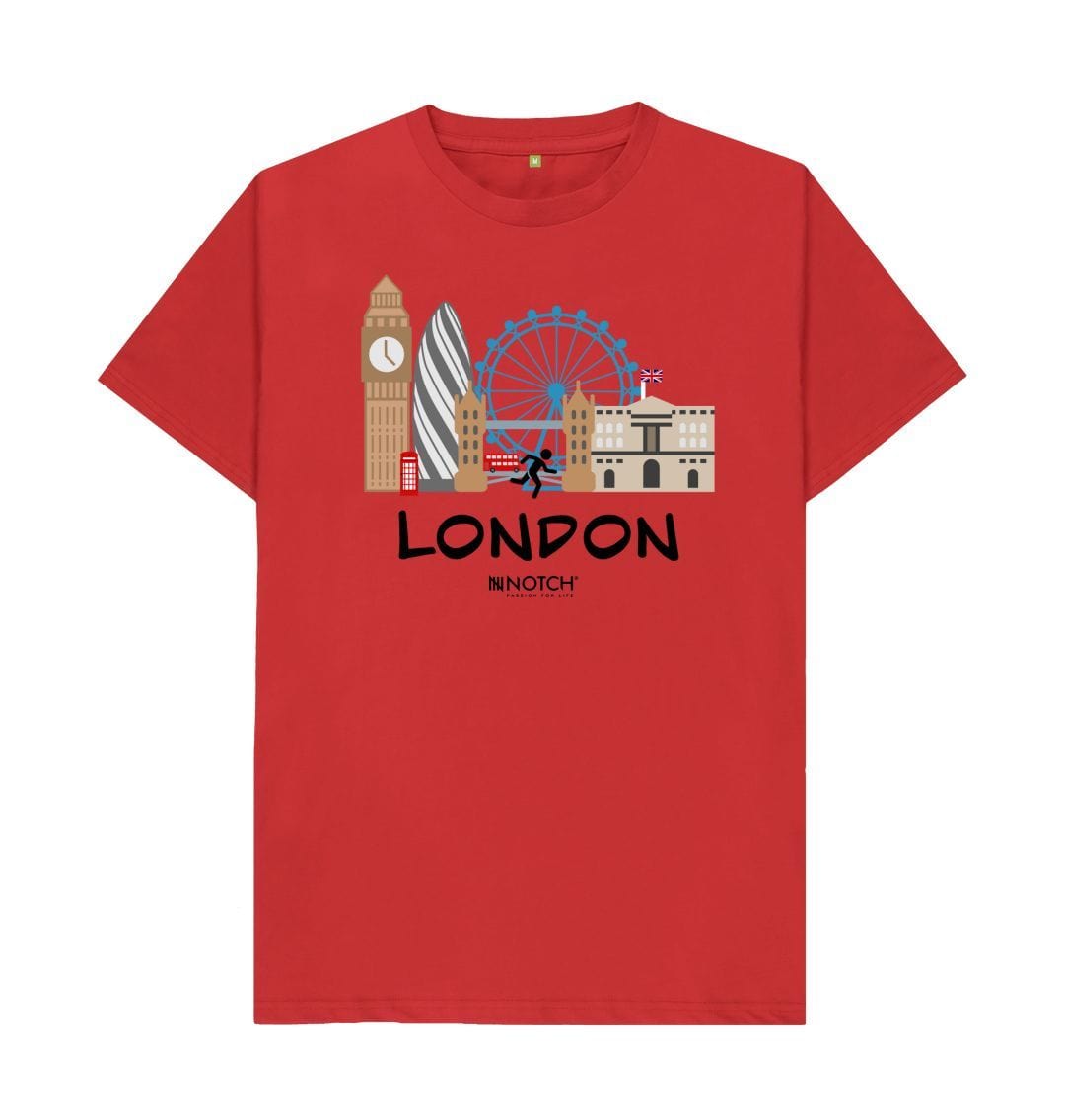 Red London Marathon Men's T-Shirt - Black Text