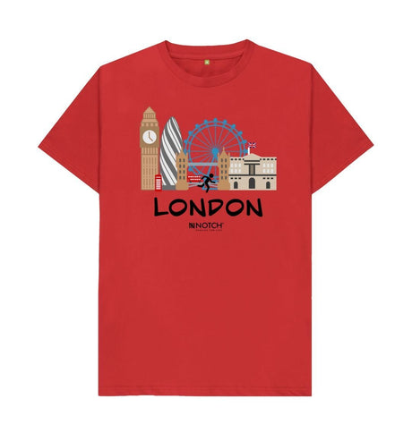 Red London Marathon Men's T-Shirt - Black Text