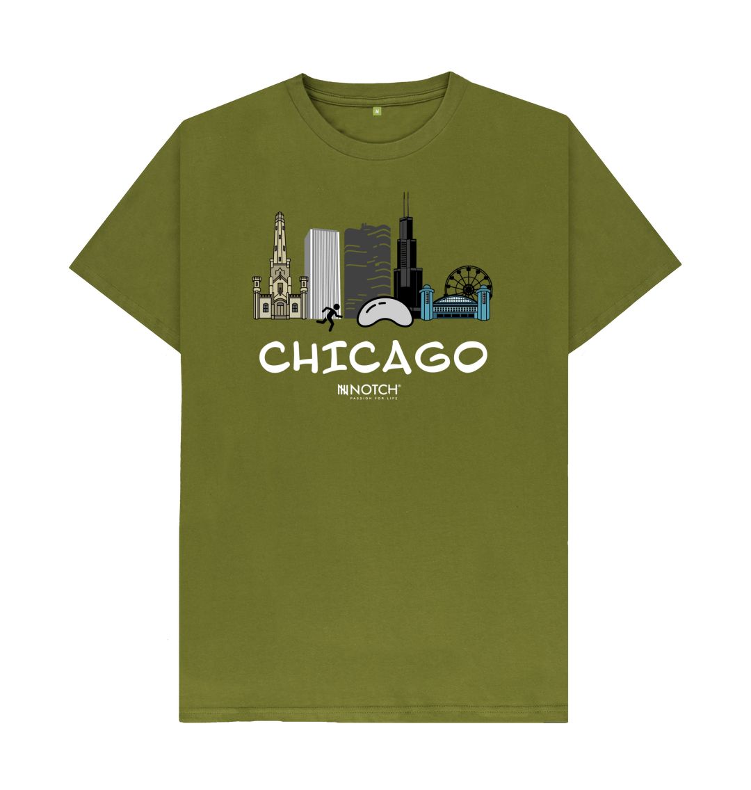 Moss Green Chicago 26.2 White Text Men's T-Shirt