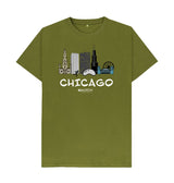 Moss Green Chicago 26.2 White Text Men's T-Shirt