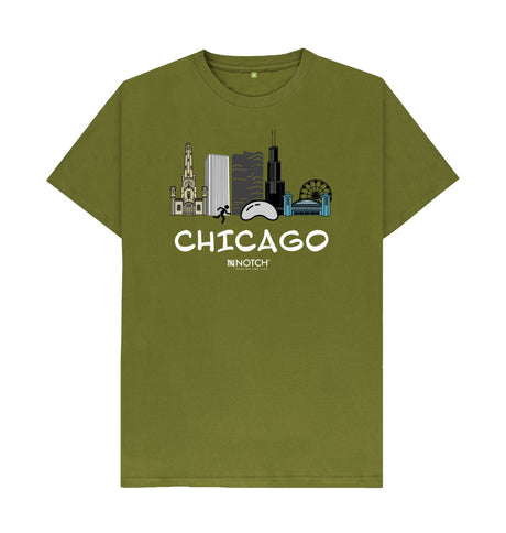 Moss Green Chicago 26.2 White Text Men's T-Shirt