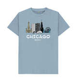 Stone Blue Chicago 26.2 White Text Men's T-Shirt