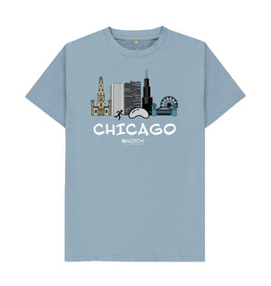 Stone Blue Chicago 26.2 White Text Men's T-Shirt