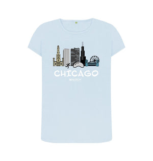 Sky Blue Chicago 26.2 White Text Women's T-Shirt