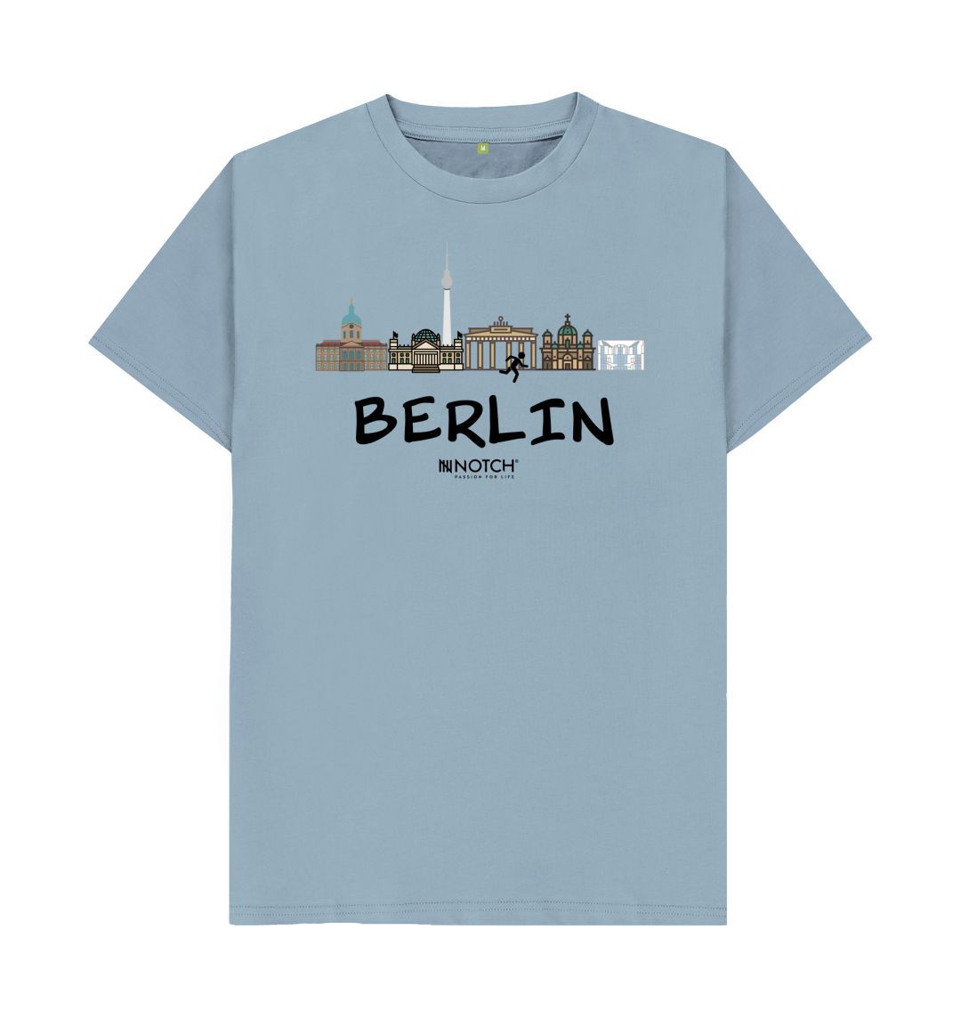 Stone Blue Berlin 26.2 Black Text Men's T-Shirt