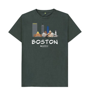 Dark Grey Boston 26.2 White Text Men's T-Shirt