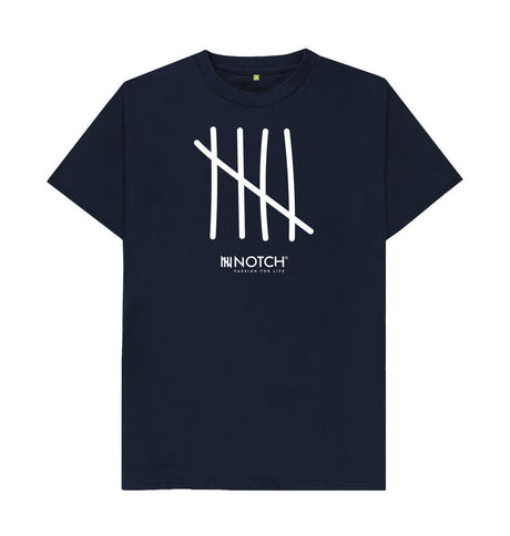 Navy Blue Men's All White Tally T-Shirt