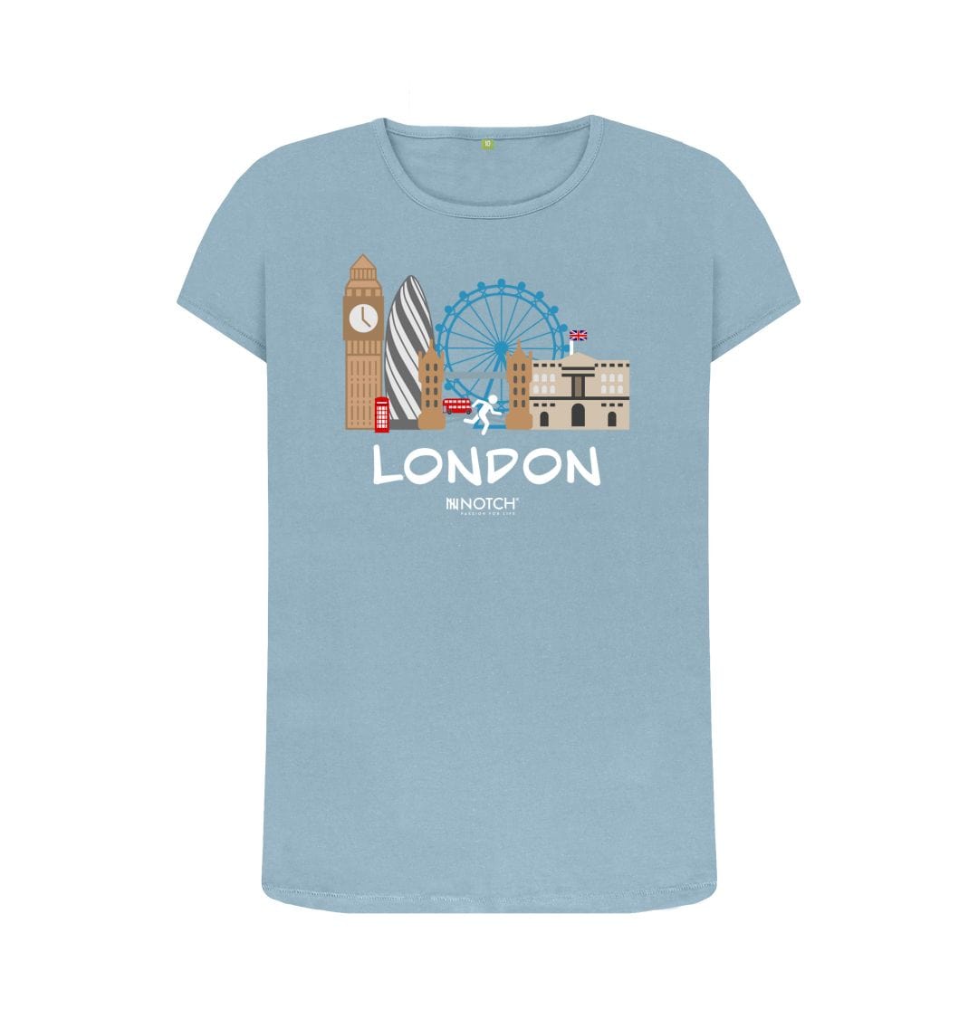 Stone Blue London 26.2 White Text Women's T-Shirt