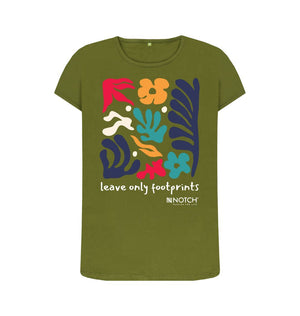 Moss Green Women's Leave Only Footprints T-Shirt