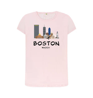 Pink Boston 26.2 Black Text Women's T-Shirt
