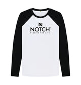 Black-White Men's Long Sleeve Notch Baseball T-Shirt