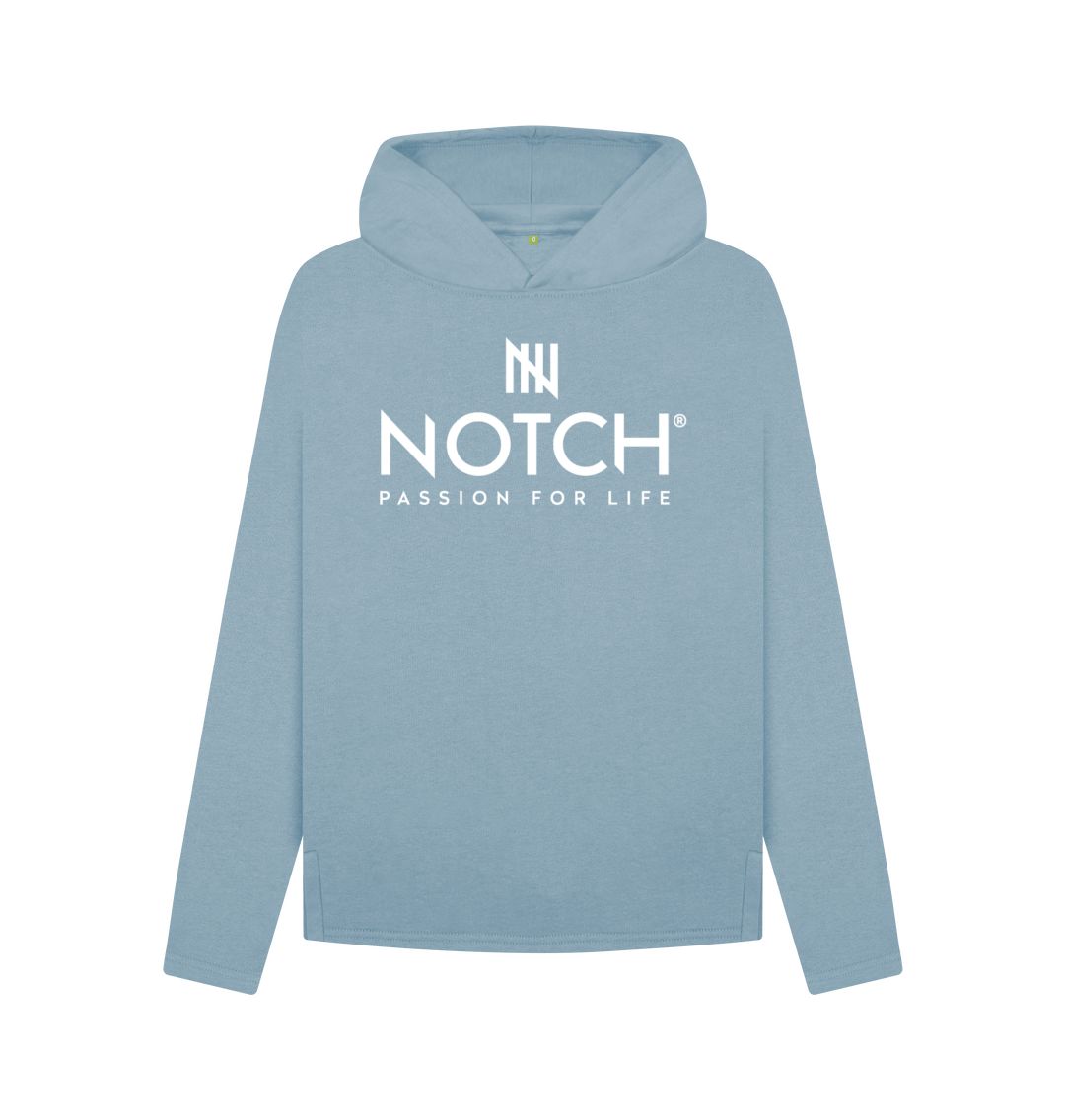 Stone Blue Women's Relaxed Fit Notch Hoodie