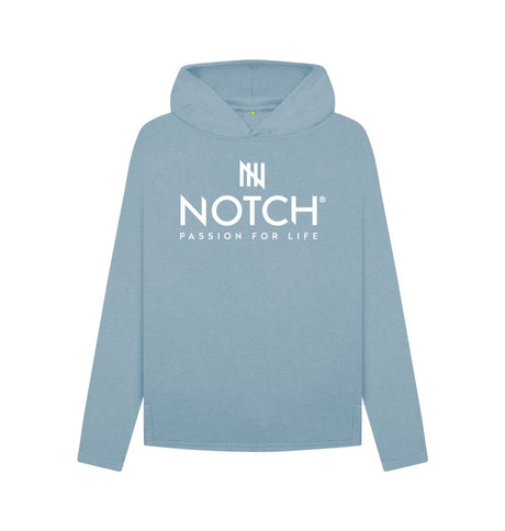 Stone Blue Women's Relaxed Fit Notch Hoodie