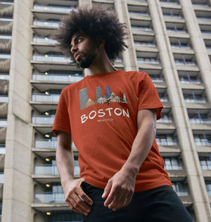 Men's 26.2 Boston White Text T-Shirt