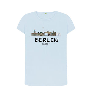 Sky Blue Berlin 25.2 Black Text Women's T-Shirt