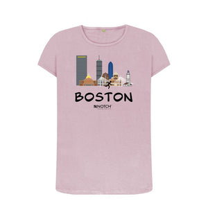 Mauve Boston 26.2 Black Text Women's T-Shirt