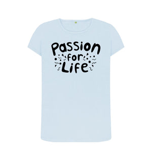 Sky Blue Women's Black Bubble Passion For Life T-Shirt
