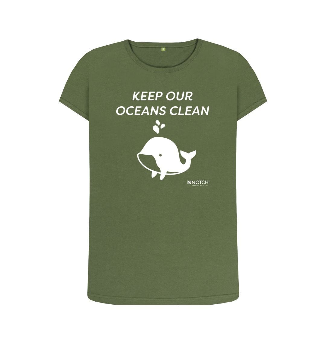 Khaki Women's Keep Our Oceans Clean T-Shirt
