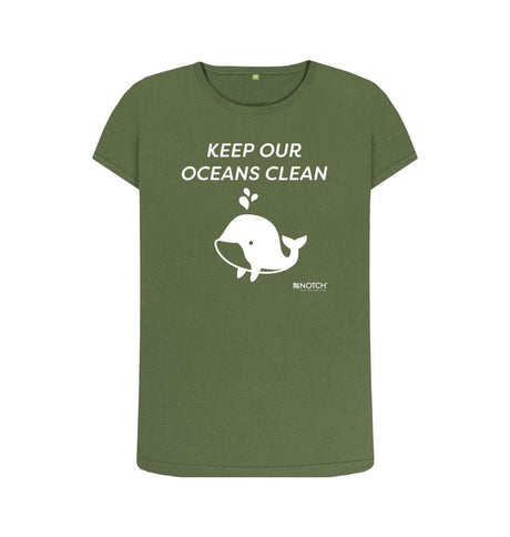 Khaki Women's Keep Our Oceans Clean T-Shirt