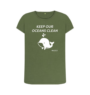 Khaki Women's Keep Our Oceans Clean T-Shirt