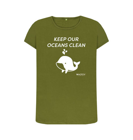 Moss Green Women's Keep Our Oceans Clean T-Shirt