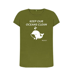 Moss Green Women's Keep Our Oceans Clean T-Shirt