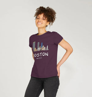 Women's 26.2 Boston White Text T-Shirt