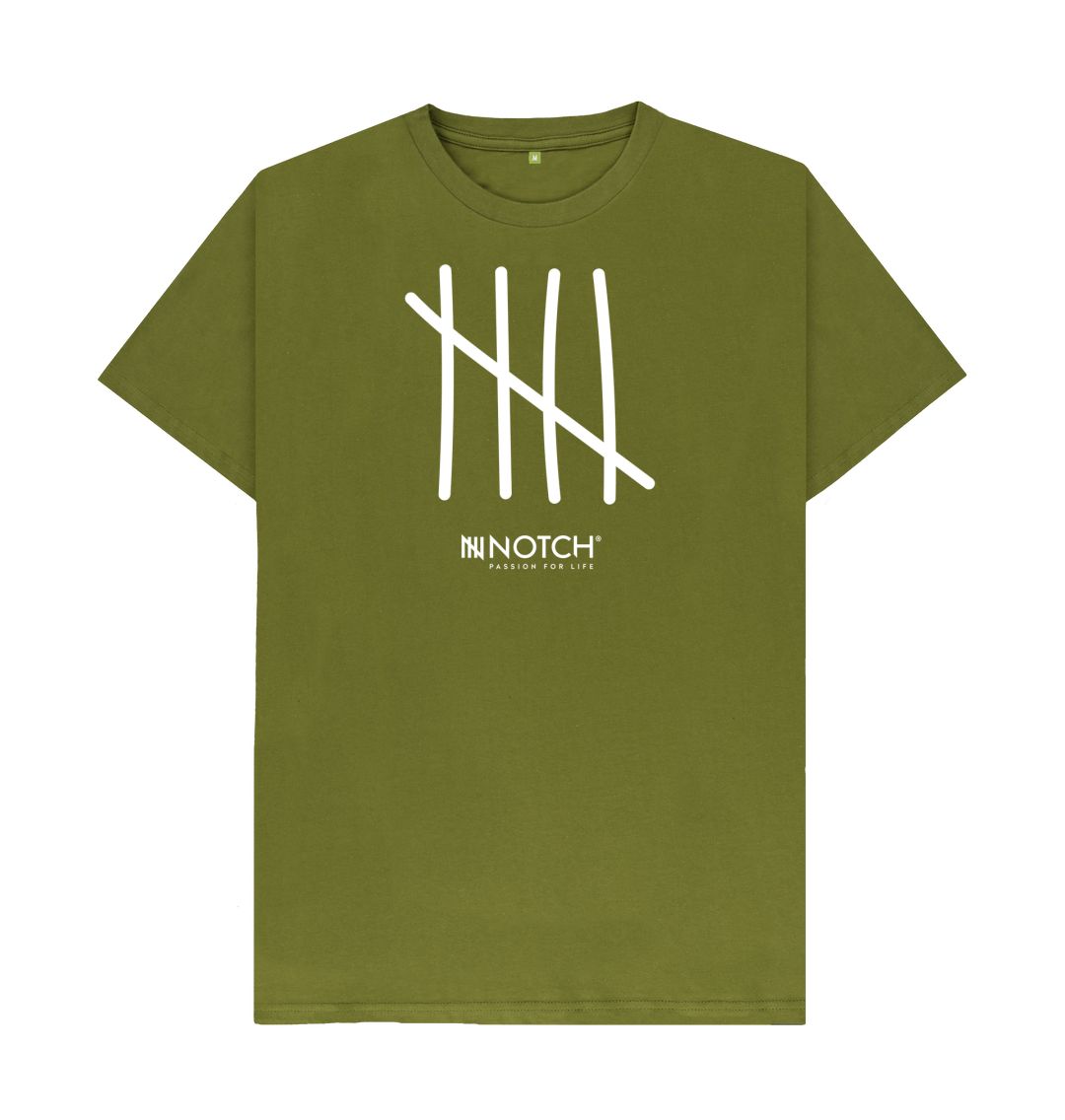 Moss Green Men's All White Tally T-Shirt