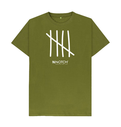 Moss Green Men's All White Tally T-Shirt