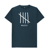 Denim Blue Men's All White Tally T-Shirt