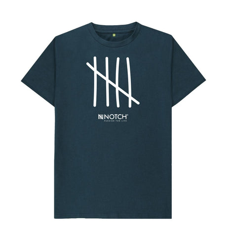 Denim Blue Men's All White Tally T-Shirt