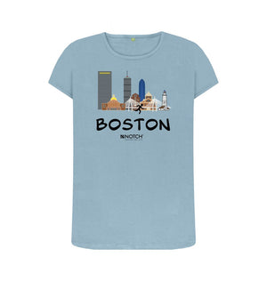 Stone Blue Boston 26.2 Black Text Women's T-Shirt