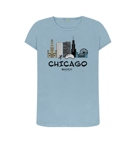Stone Blue Chicago 26.2 Black Text Women's T-Shirt