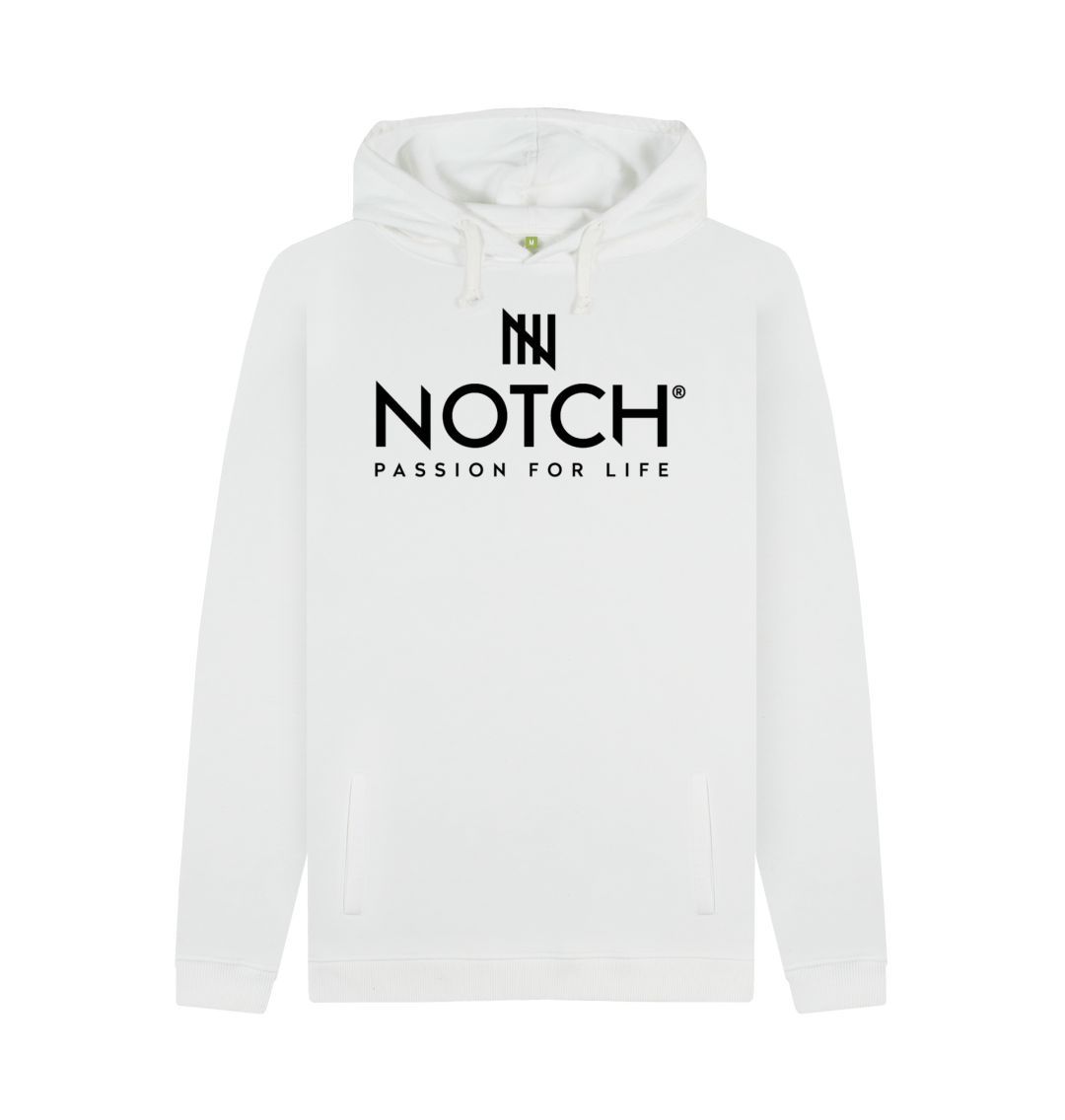 White Men's Notch Logo White Hoodie