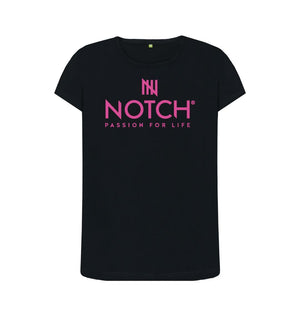 Black Women's Hot Pink Notch Logo T-Shirt