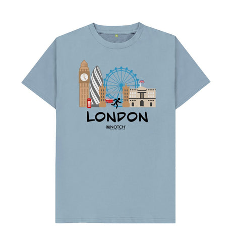 Stone Blue London Marathon Men's T-Shirt - Black Text