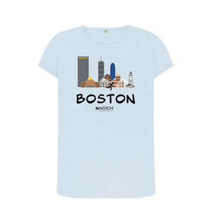 Sky Blue Boston 26.2 Black Text Women's T-Shirt