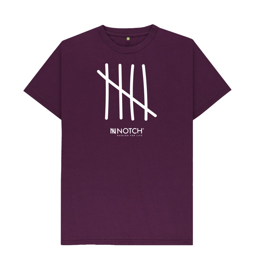 Purple Men's All White Tally T-Shirt