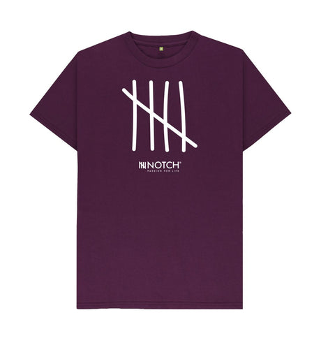 Purple Men's All White Tally T-Shirt