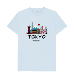 Sky Blue Tokyo 26.2 Black Text Men's T-Shirt