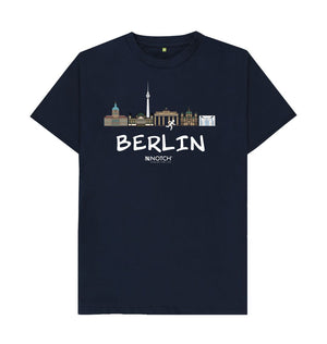 Navy Blue Berlin 26.2 White Text Men's T-Shirt