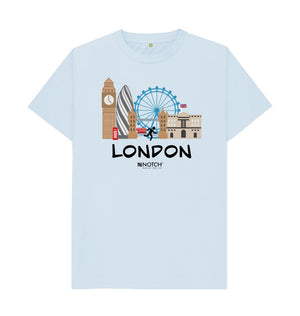 Sky Blue London Marathon Men's T-Shirt - Black Text