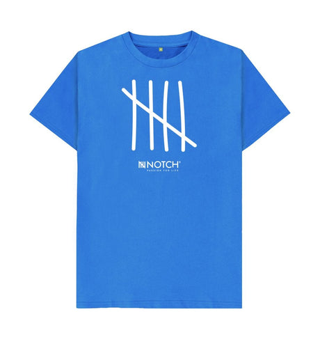 Bright Blue Men's All White Tally T-Shirt