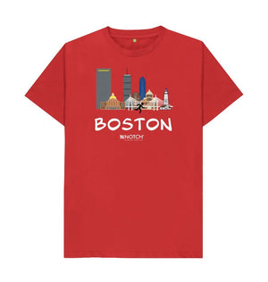 Red Boston 26.2 White Text Men's T-Shirt