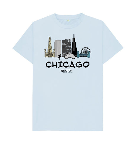 Sky Blue Chicago  26.2  Black Text Men's  T-Shirt