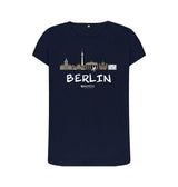 Navy Blue Berlin 26.2 White Text Women's T-Shirt