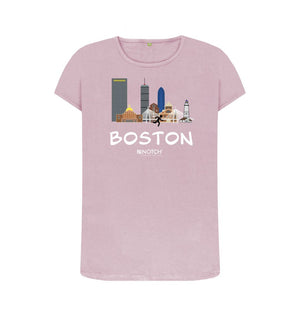 Mauve Boston 26.2  White Text Women's T-Shirt