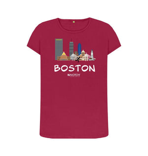 Cherry Boston 26.2  White Text Women's T-Shirt