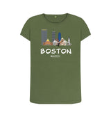 Khaki Boston 26.2  White Text Women's T-Shirt