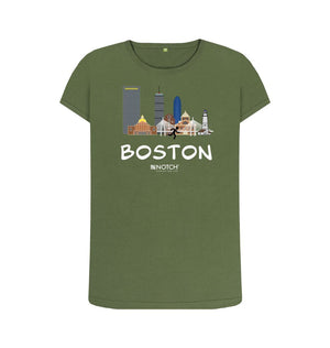 Khaki Boston 26.2  White Text Women's T-Shirt